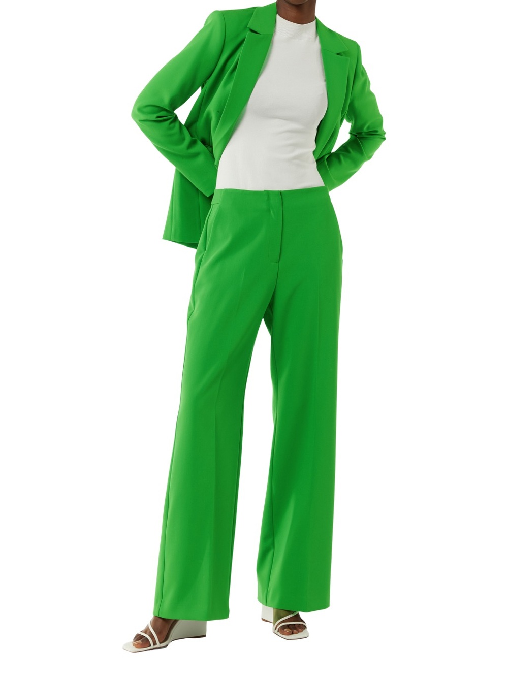 NWT By Together Marleigh Green Wide-Leg Tailored Pants - size Small